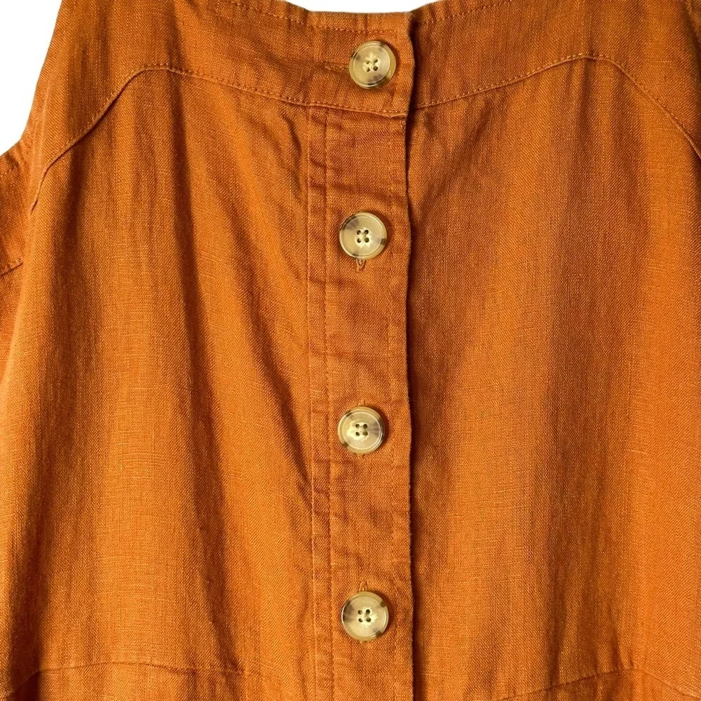 Everlane Burnt Orange The‎ Linen Jumpsuit Size 00